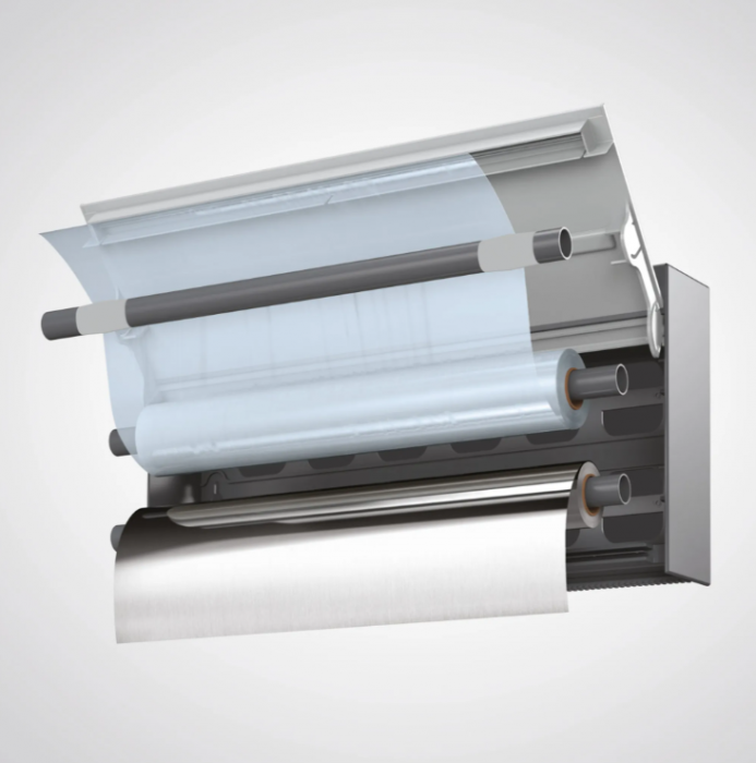 Suport rola hartie, folie aluminiu, folie alimentara si 6 carlige, Tango Inox [12]