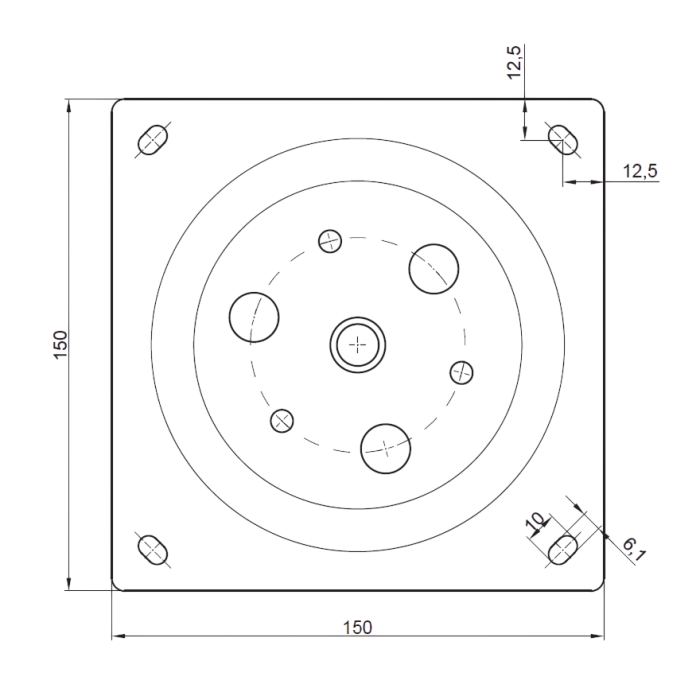 Suport rotativ pătrat GTV, oțel, negru, 150 x 150 mm [2]