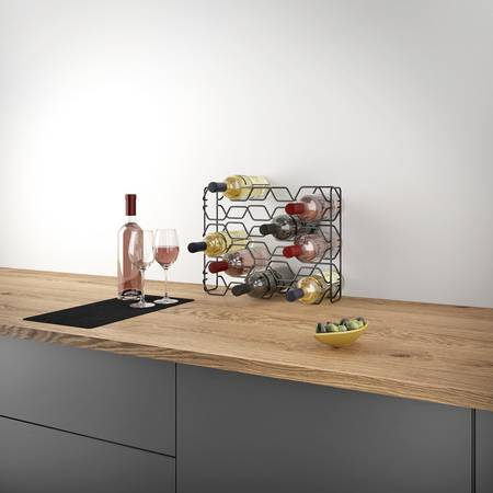 Suport, stativ pentru 15 sticle de vin, Hexagon 15 Lava, finisaj negru, 43x12x34 cm [3]