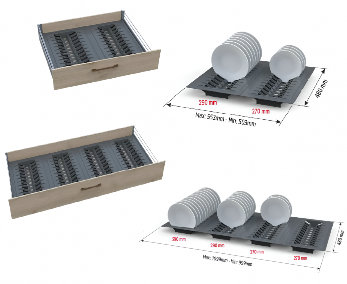 Suport modular organizare vase, alb, 270x480x45 mm [4]