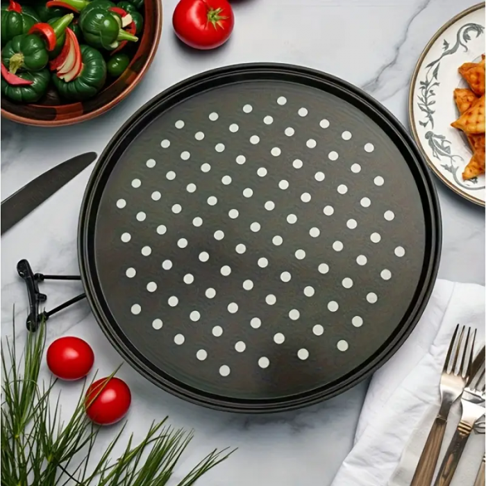 Tava rotunda pentru copt pizza, gri [4]