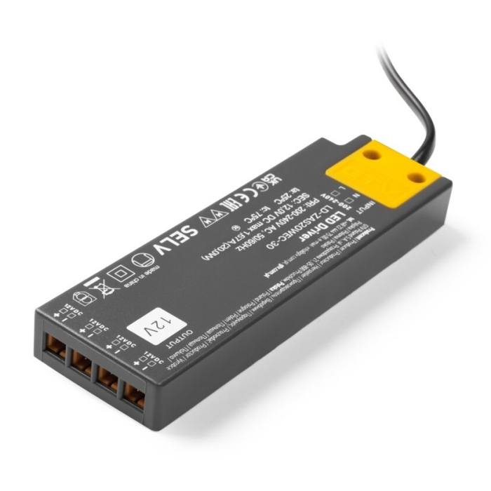 Transformator Easy Click GTV pentru bandă LED, 20W, 12V, IP20, 4 ieșiri Mini AMP, cablu 1,5 m [4]