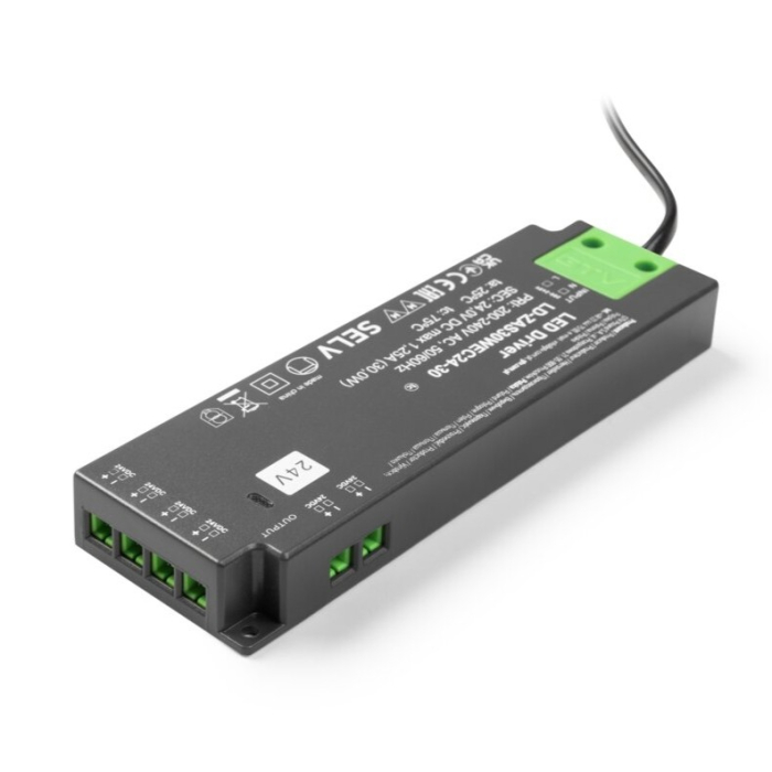 Transformator Easy Click GTV pentru bandă LED, 30W, 24V, IP20, 6 ieșiri Mini AMP, cablu 1,5 m [4]