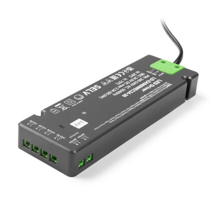 Transformator Easy Click GTV pentru bandă LED, 60W, 24V, IP20, 6 ieșiri Mini AMP, cablu 1,5 m [4]