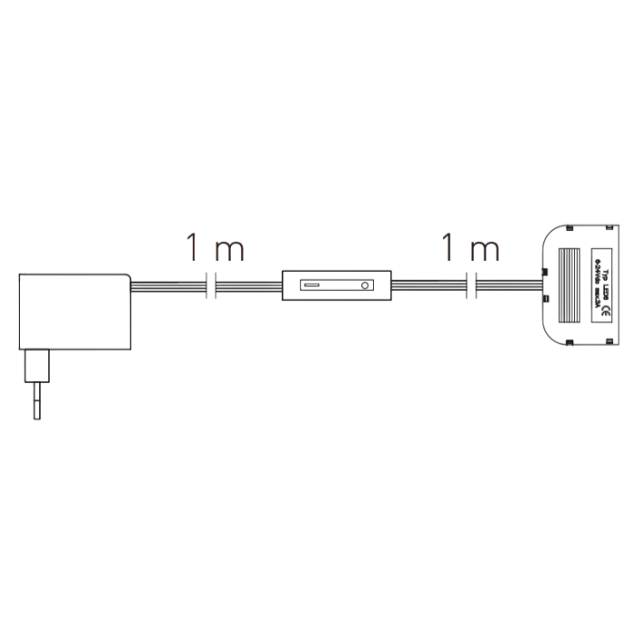 Set transformator GTV pentru bandă LED, 12W, 12V, IP20, cu întrerupător și distribuitor 6 x Mini AMP [2]