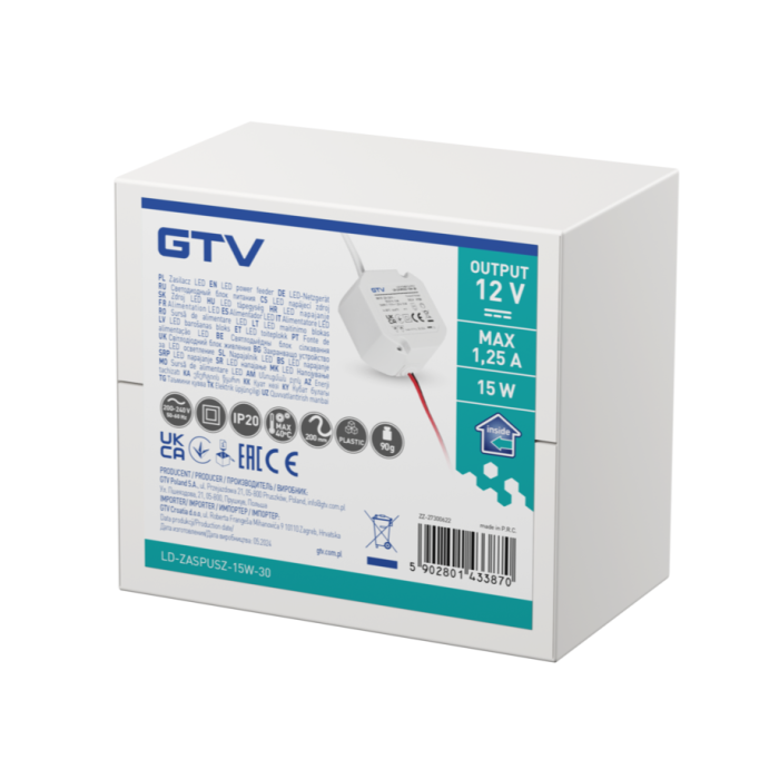 Transformator GTV pentru bandă LED, 15W, 12V, IP20 [3]