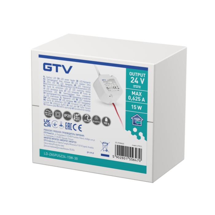 Transformator GTV pentru bandă LED, 15W, 24V, IP20 [3]