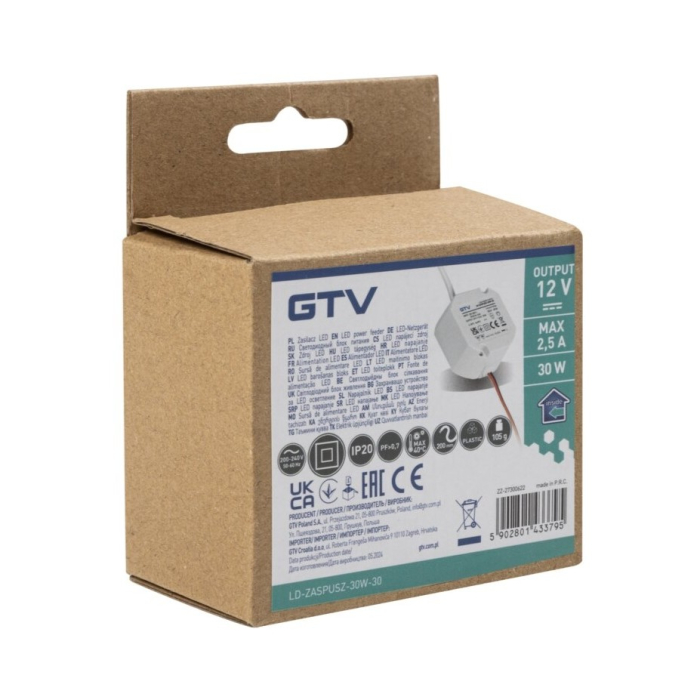 Transformator GTV pentru bandă LED, 30W, 12V, IP20 [7]