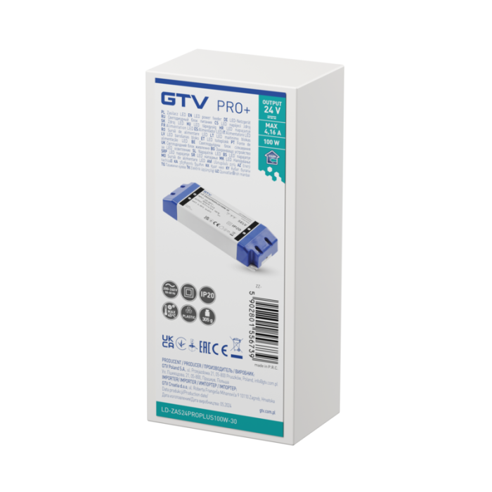 Transformator Pro+ GTV pentru bandă LED, 100W, 24V, IP20 [2]