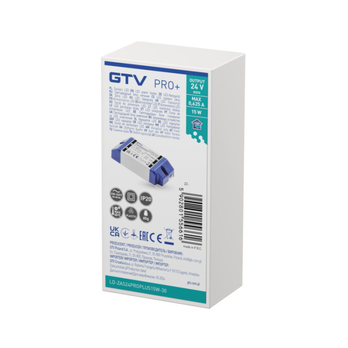Transformator Pro+ GTV pentru bandă LED, 15W, 24V, IP20 [2]