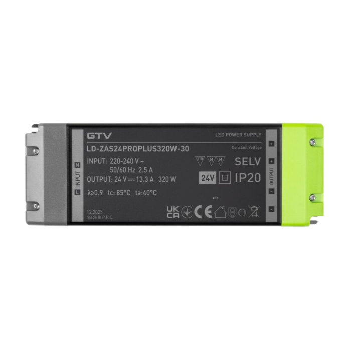 Transformator Pro+ GTV pentru bandă LED, 320W, 24V, IP20 [2]