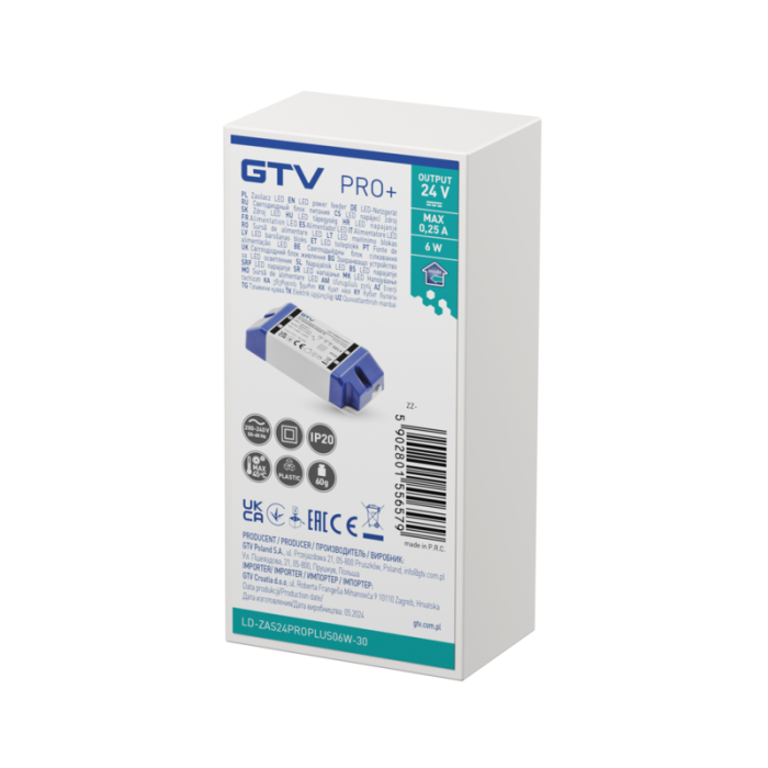 Transformator Pro+ GTV pentru bandă LED, 6W, 24V, IP20 [2]