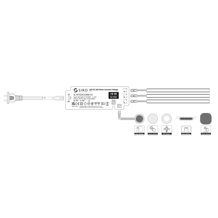Transformator Siro pentru bandă LED, 18W, 24V DC, IP20, 3 ieșiri, cablu 1,8 m [2]