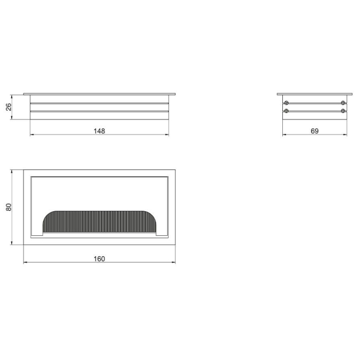 Trecere cablu Docker Maxdeco, dreptunghiulară, aluminiu, negru, 80 x 160 mm [2]