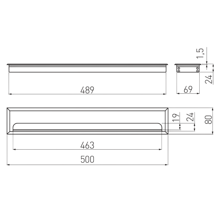 Trecere cablu Merida GTV, dreptunghiulară, aluminiu, 80 x 500 mm [4]
