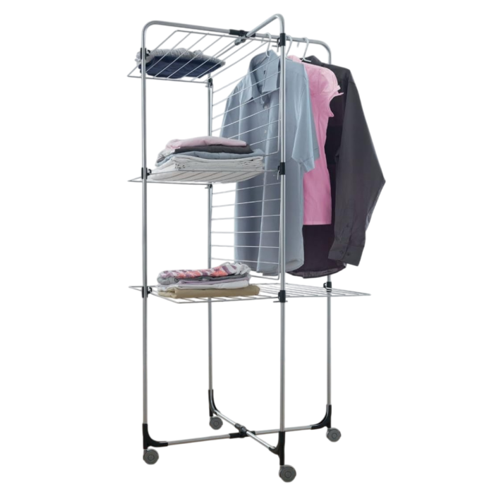 Uscator de rufe vertical, Aliseo, cu 3 etaje, pliabil, gri metalizat, 30 m [2]