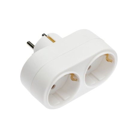 Adaptor dublu GTV pentru priză, cu 2 prize Schuko, alb [1]