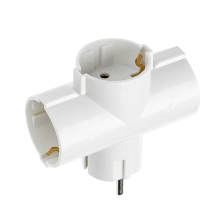 Adaptor triplu GTV pentru priză, 1 la 3 prize Schuko, alb [1]