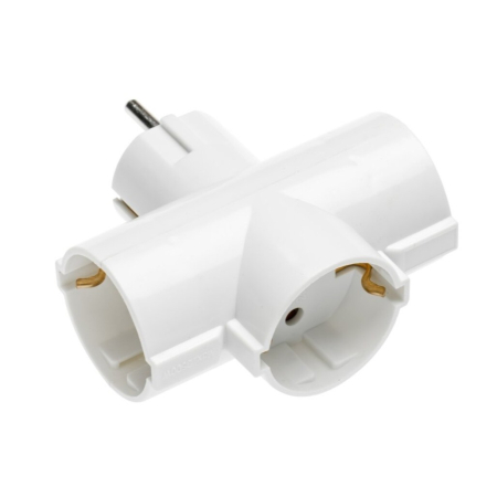 Accesorii diverse - Adaptor triplu GTV pentru priză, 1 la 3 prize Schuko, alb