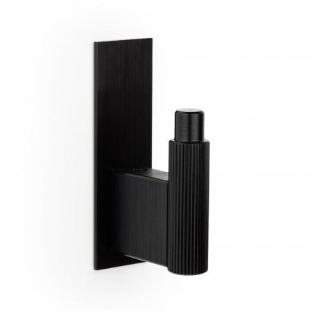 Moderne - Agatatoare cuier Arpa Plate, finisaj negru periat, 80x25x43 mm