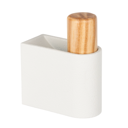 Moderne - Agatatoare cuier Casey, finisaj piatra texturata alba/stejar, 23x61 mm