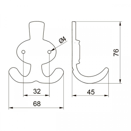 Agatatoare cuier Coruna, finisaj bronz antichizat GT, 76x68 mm [1]