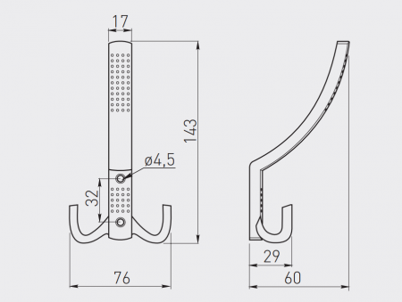 Agatatoare cuier K23 cu model, finisaj crom lucios GT, 143x76 mm [1]