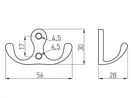 Agatatoare cuier K24, finisaj alama lustruita GT, 30x56x28 mm [1]