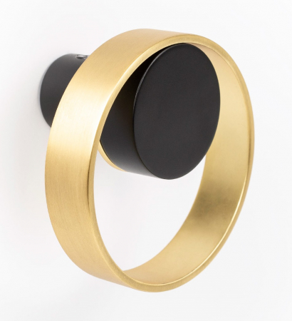 Moderne - Agatatoare cuier rotunda Orbit, finisaj negru mat/auriu periat, 75x45 mm