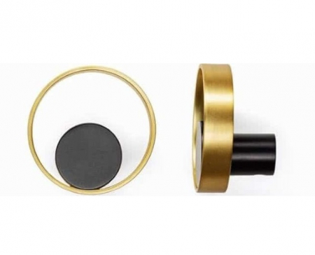 Agatatoare cuier rotunda Orbit, finisaj negru mat/auriu periat, 75x45 mm [2]