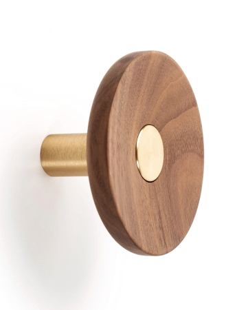 Moderne - Agatatoare cuier Zoot, finisaj alama intunecata periata cu nuc natur, D:90 mm