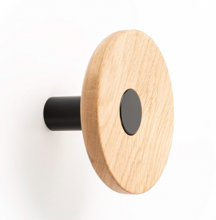 Moderne - Agatatoare cuier Zoot, finisaj negru mat cu stejar natur, D:90 mm
