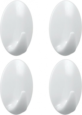 Agatatori cuier autoadezive din plastic, albe, set 4 bucati [0]