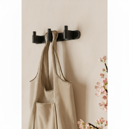 Agatatori cuier Casey Rack, finisaj negru lava texturat/negru mat, 340x43x62 mm [2]