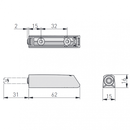 Amortizor bumper incastrat cu adaptor si magnet pentru usa mobilier, alb, L:93 mm [4]