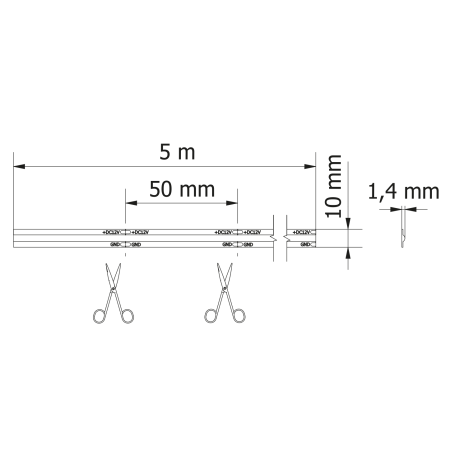 Bandă LED COB GTV, lumină neutră, 320 LED/m, 24V, IP20, 5 m [1]