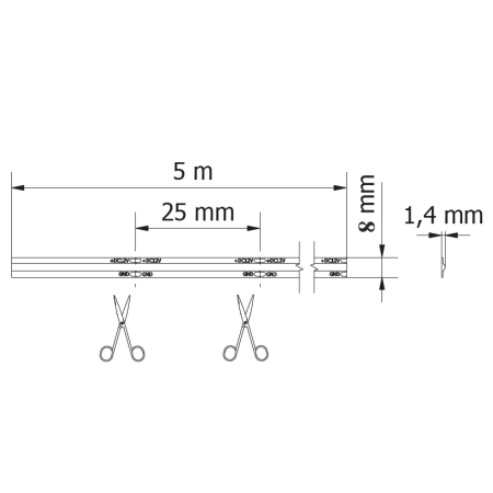 Bandă LED COB GTV, lumină neutră, 12V, IP20, 5 m [1]