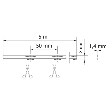 Bandă LED COB GTV, lumină rece, 480 LED/m, 24V, IP20, 5 m [7]
