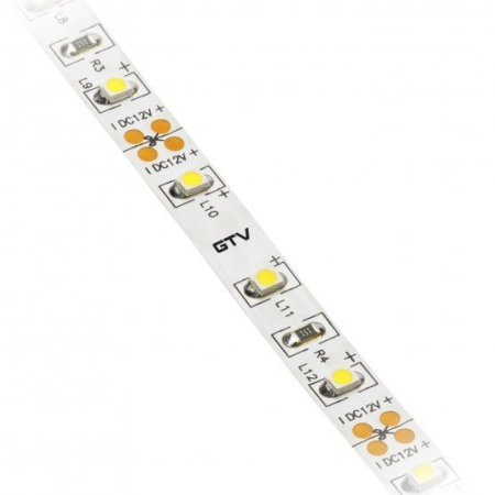 Bandă LED Flash GTV, lumină caldă, 60 LED/m, 390 lm/m, 3,7 W/m, 12V, IP20, 5 m [5]