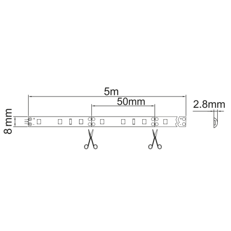 Bandă LED Flash GTV, lumină neutră, 60 LED/m, 280 lm/m, 4,8 W/m, 12V, IP65, 5 m [4]