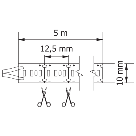 Bandă LED Flash GTV, lumină rece, 240 LED/m, 1300 lm/m, 19 W/m, 12V, IP20, 5 m [1]