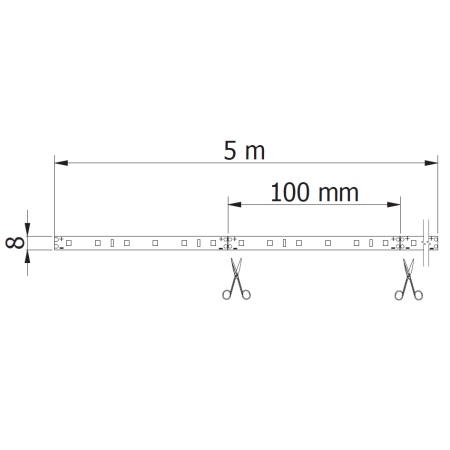 Bandă LED Flash GTV, lumină rece, 60 LED/m, 780 lm/m, 12 W/m, 24V, IP20, 5 m [5]