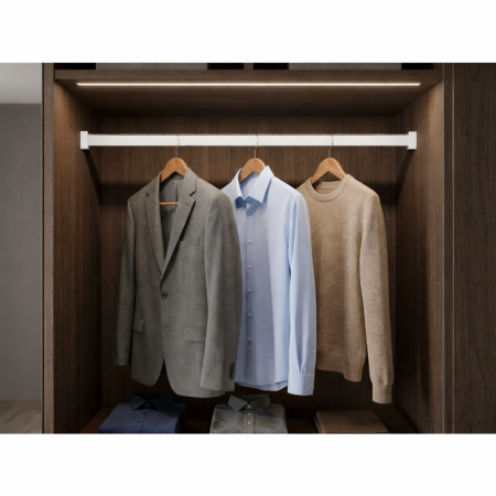 Bară haine rectangulară Adinor, alba, aluminiu, 200 cm [1]