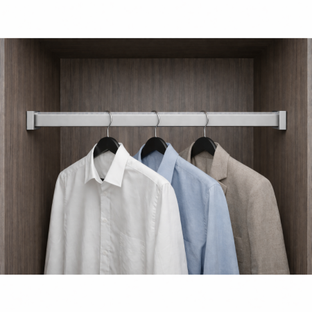 Bară haine rectangulară Adinor, cu suport pentru banda LED, gri, aluminiu, 200 cm [2]