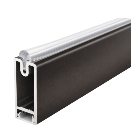 Suporturi umerașe și bare de haine - Bară haine rectangulară Adinor, cu suport pentru banda LED, maro moka, aluminiu, 200 cm