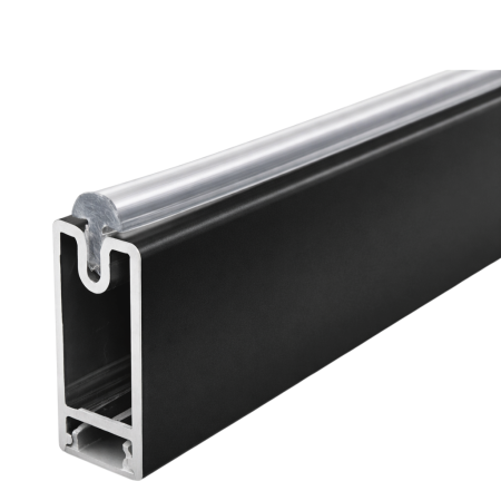 Suporturi umerașe și bare de haine - Bară haine rectangulară Adinor, cu suport pentru banda LED, negru mat, aluminiu, 200 cm