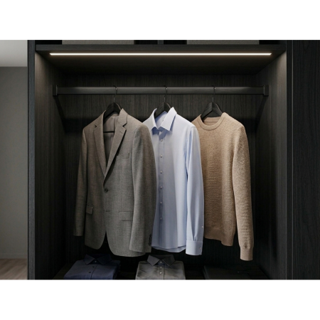 Bară haine rectangulară Adinor, negru mat, aluminiu, 200 cm [1]