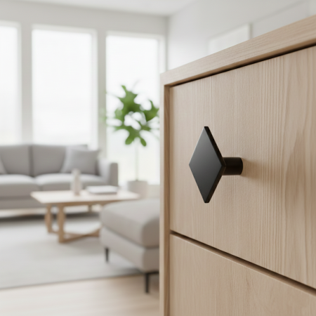 Buton patrat pentru mobila Dion, finisaj negru mat, 30x30 mm [2]