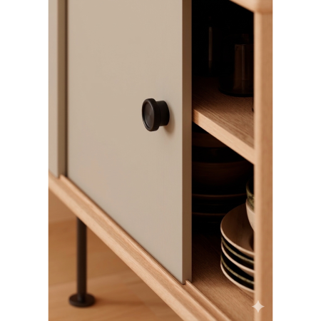 Buton pentru mobila Boto, finisaj negru periat, D:45 mm [2]