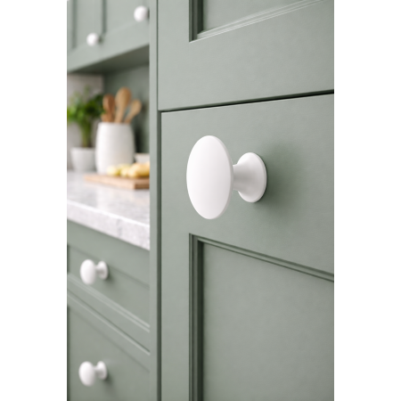 Buton pentru mobila Britt, finisaj alb, D:30 mm [3]